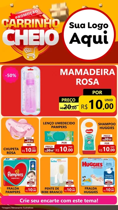 Modelo de Rede Social para Stories com o tema Promoção carrinho cheio para Bebês