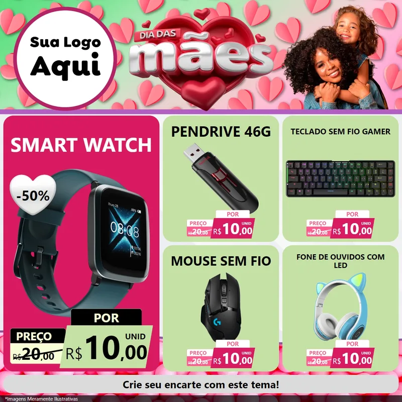 Modelo de Rede Social para Feed Facebook com o tema Dia das Mães para Informática