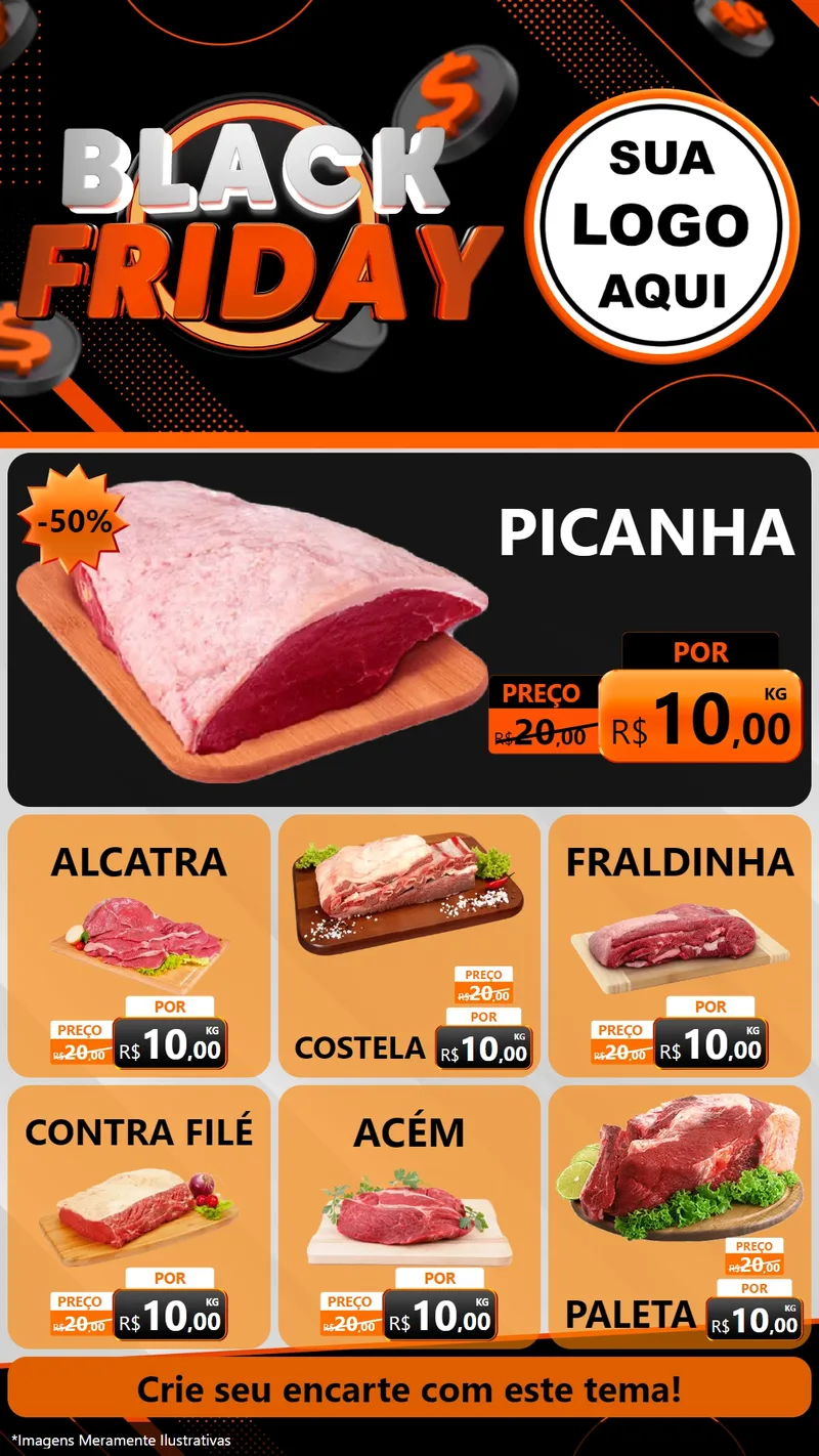 Modelo de Rede Social para Stories com o tema Black Friday para Açougue