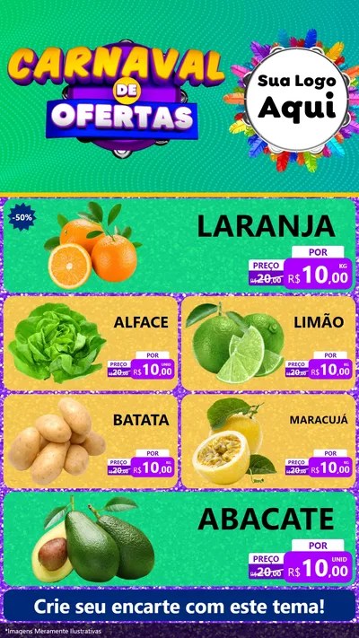 Modelo de TV para TV Vertical com o tema Carnaval de Ofertas para Hortifrúti