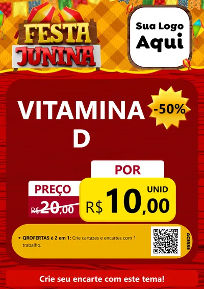 Modelo de Cartaz para Cartaz A4 Vertical com o tema Festa Junina para Farmácia