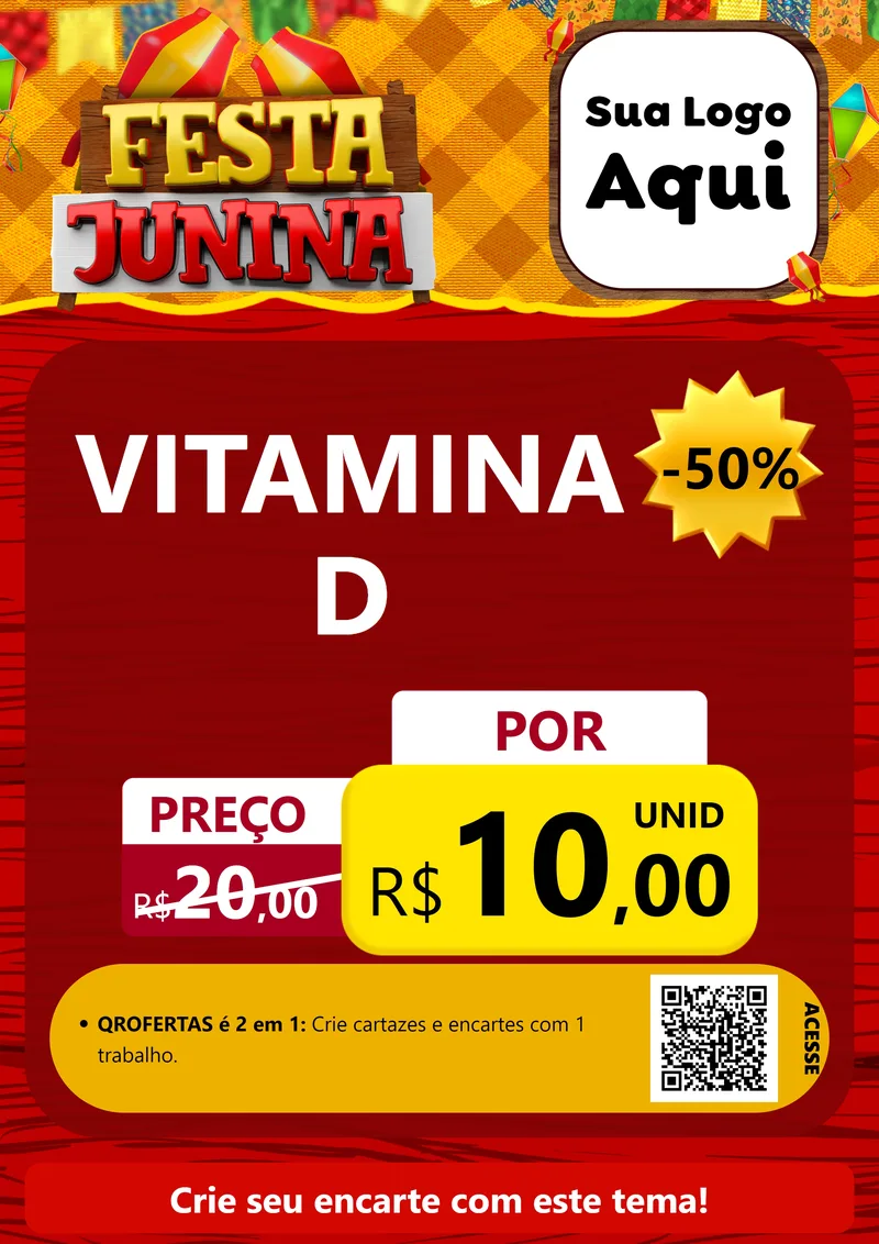 Modelo de Cartaz para Cartaz A4 Vertical com o tema Festa Junina para Farmácia