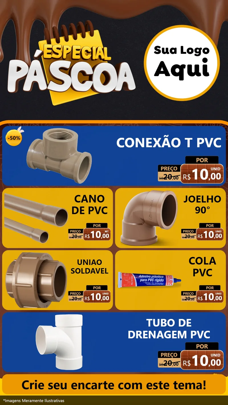Modelo de TV para TV Vertical com o tema Especial Páscoa para Tubos e conexões