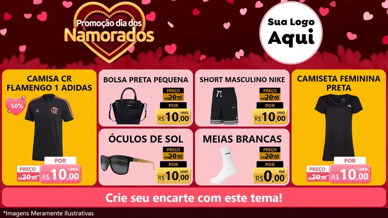 Modelo de TV para TV Horizontal com o tema Promoção Dia Dos Namorados para Roupas e acessórios