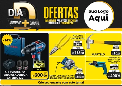 Modelo de Encarte para Encarte A4 Horizontal com o tema Dia D Mais Economia para Maquinas e Ferramentas