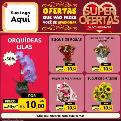 Modelo de Rede Social para Feed Facebook com o tema Dia dos Namorados para Floricultura e jardim