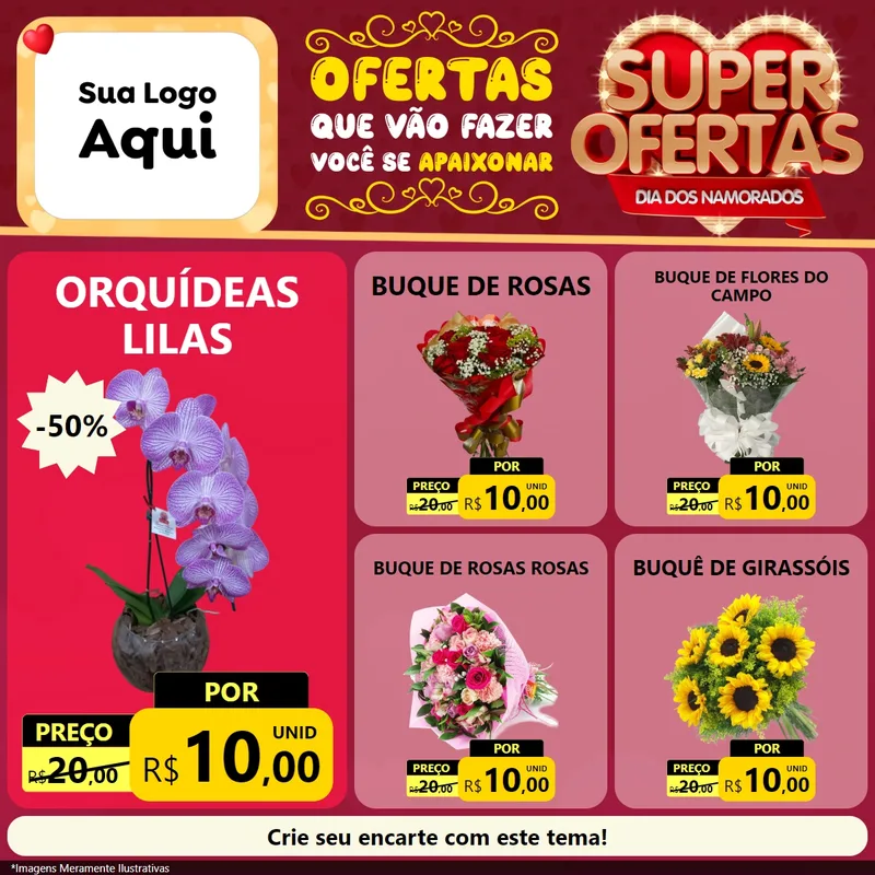 Modelo de Rede Social para Feed Facebook com o tema Dia dos Namorados para Floricultura e jardim
