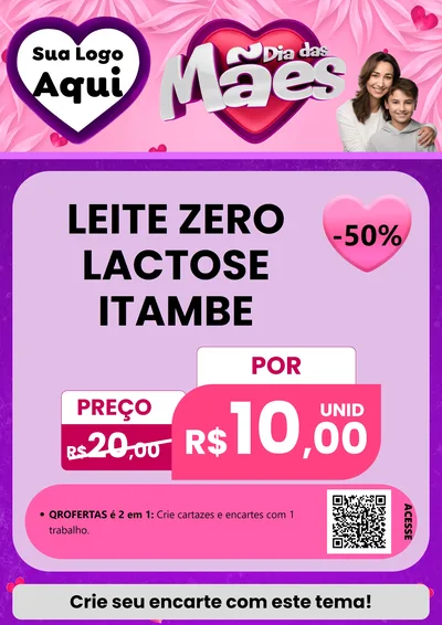 Modelo de Cartaz para Cartaz A4 Vertical com o tema Dia das Mães para Frios e Laticínios