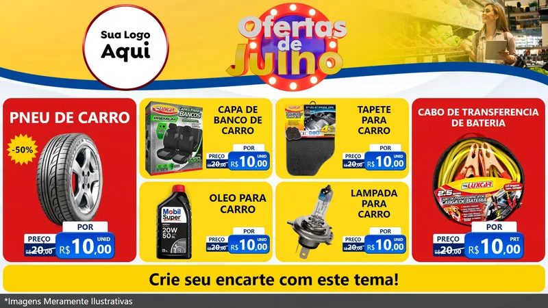 Modelo de TV para TV Horizontal com o tema Ofertas de Julho para Auto peças