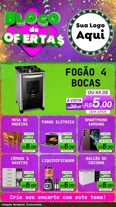 Modelo de Rede Social para Stories com o tema Bloco de Ofertas para Móveis e Eletro