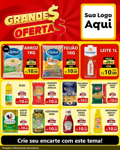 Modelo de Rede Social para Feed Instagram com o tema Grandes Ofertas para Supermercado