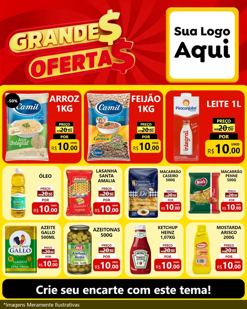 Modelo de Rede Social para Feed Instagram com o tema Grandes Ofertas para Supermercado