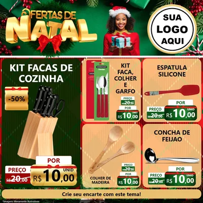 Modelo de Rede Social para Feed Facebook com o tema Ofertas de Natal para Utilidades Domésticas
