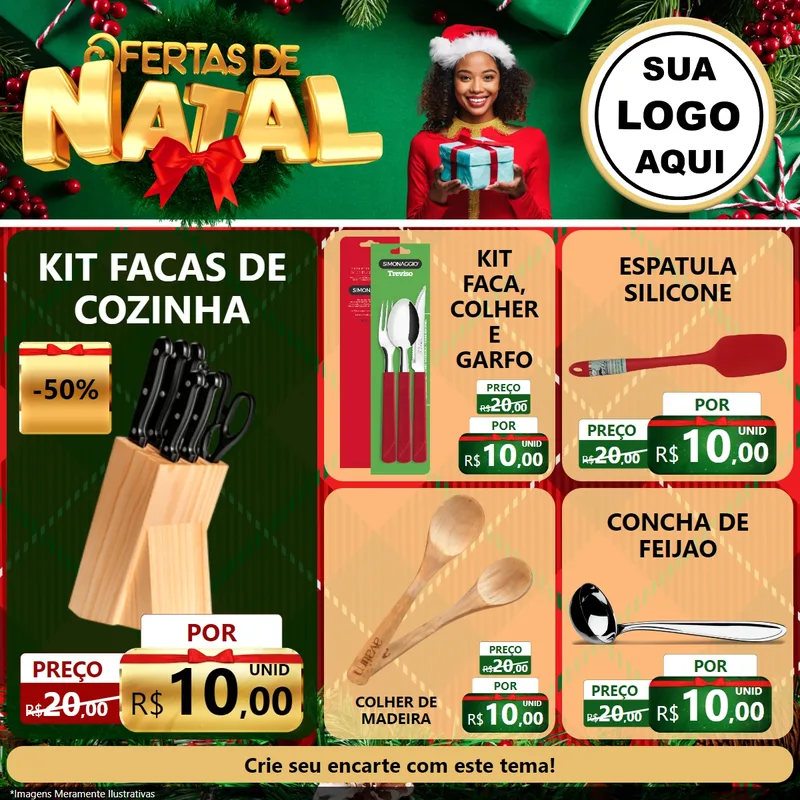 Modelo de Rede Social para Feed Facebook com o tema Ofertas de Natal para Utilidades Domésticas