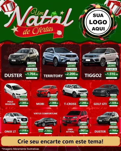 Modelo de Rede Social para Feed Instagram com o tema Um Natal de Ofertas para Concessionaria de Carros