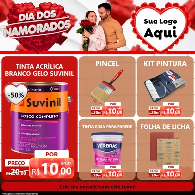 Modelo de Rede Social para Feed Facebook com o tema Dia dos Namorados para Tintas e Ferramentas