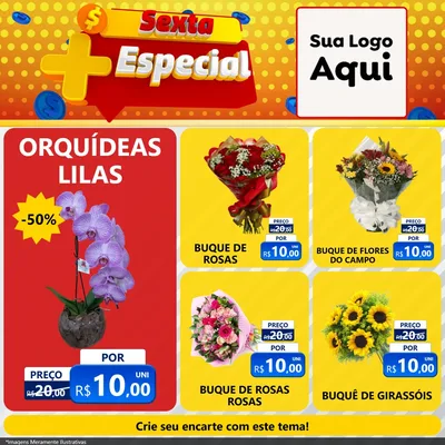 Modelo de Rede Social para Feed Facebook com o tema Sexta Mais Especial para Floricultura e jardim