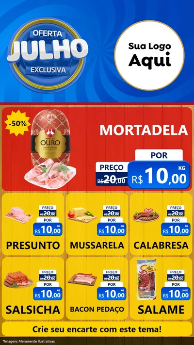 Modelo de Rede Social para Stories com o tema Oferta Exclusiva, Julho para Frios e Laticínios