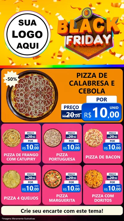 Modelo de Rede Social para Stories com o tema Black Friday para Pizzaria
