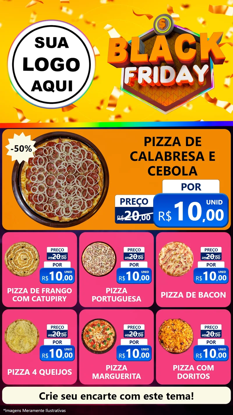 Modelo de Rede Social para Stories com o tema Black Friday para Pizzaria