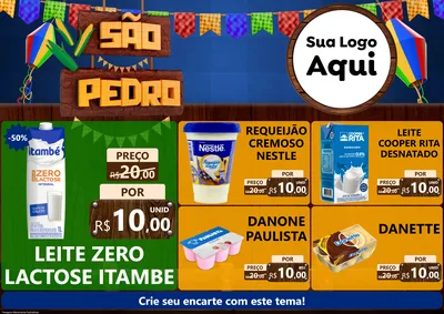 Modelo de Encarte para Encarte A4 Horizontal com o tema São Pedro para Frios e Laticínios