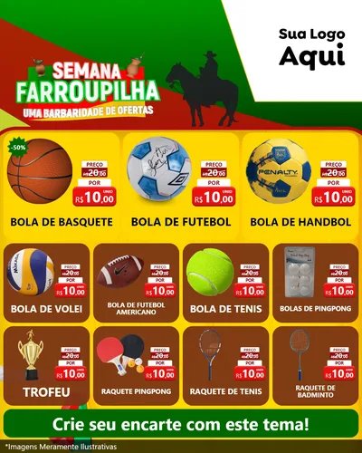 Modelo de Rede Social para Feed Instagram com o tema Semana Farroupilha - Uma Barbaridade de Ofertas para Artigos Esportivos