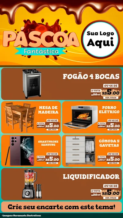 Modelo de TV para TV Vertical com o tema Páscoa Fantástica para Móveis e Eletro