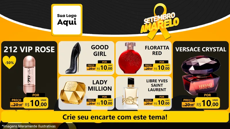 Modelo de TV para TV Horizontal com o tema Setembro Amarelo para Perfumes