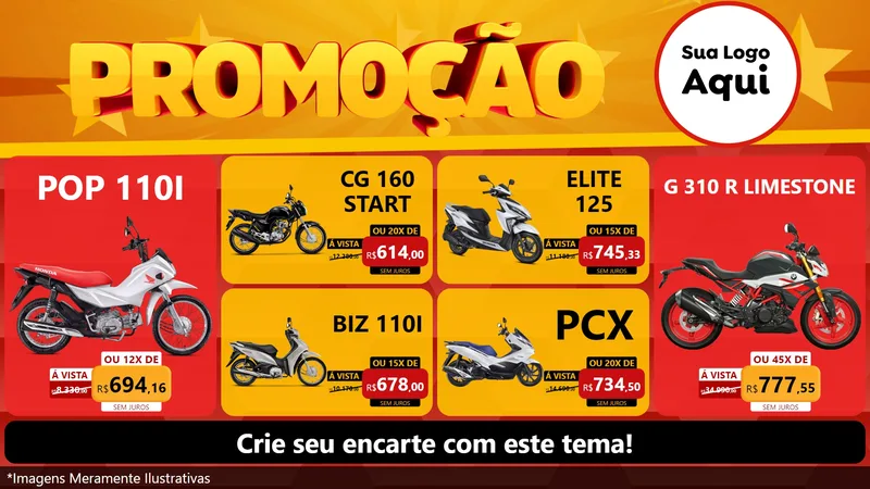 Modelo de TV para TV Horizontal com o tema Promoção para Concessionaria de Motos