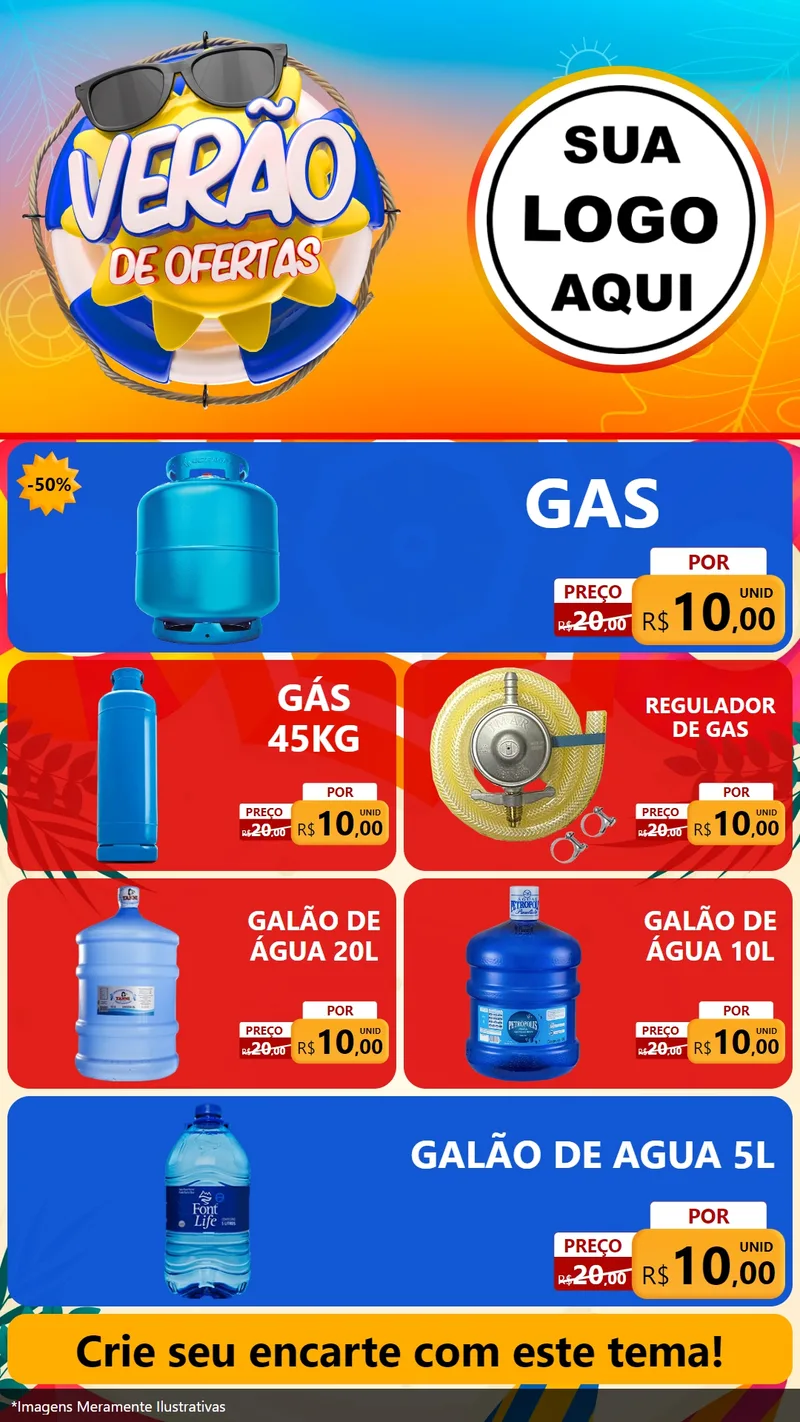 Modelo de TV para TV Vertical com o tema Verão de Ofertas para Água e gás