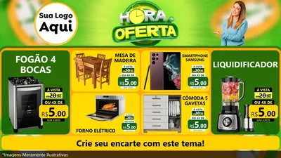 Modelo de TV para TV Horizontal com o tema Hora da Oferta para Móveis e Eletro
