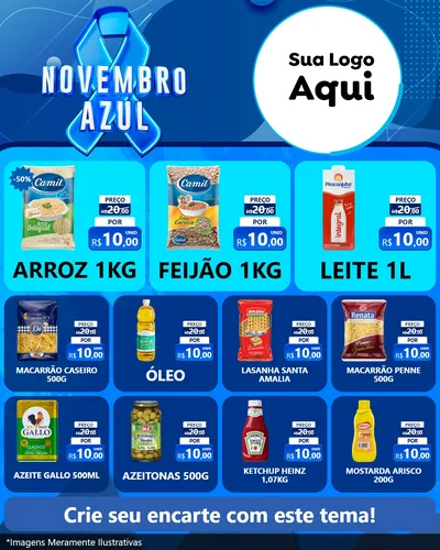 Modelo de Rede Social para Feed Instagram com o tema Novembro Azul para Supermercado