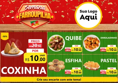 Modelo de Encarte para Encarte A4 Horizontal com o tema Semana Farroupilha para Salgadaria