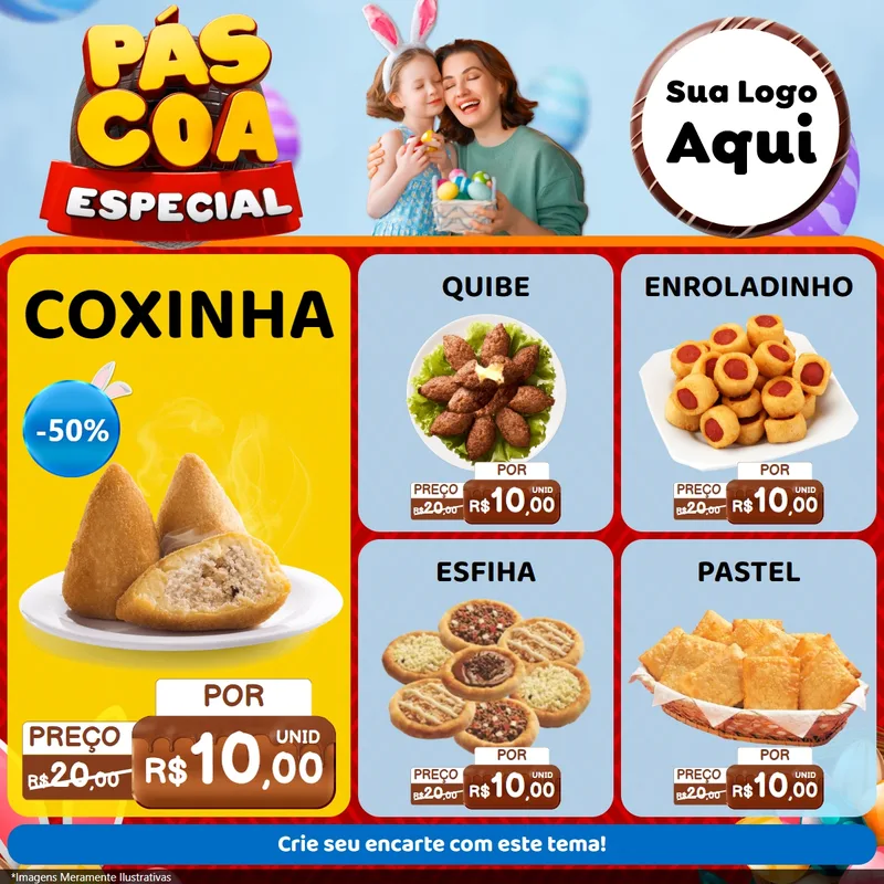 Modelo de Rede Social para Feed Facebook com o tema Páscoa Especial para Salgadaria