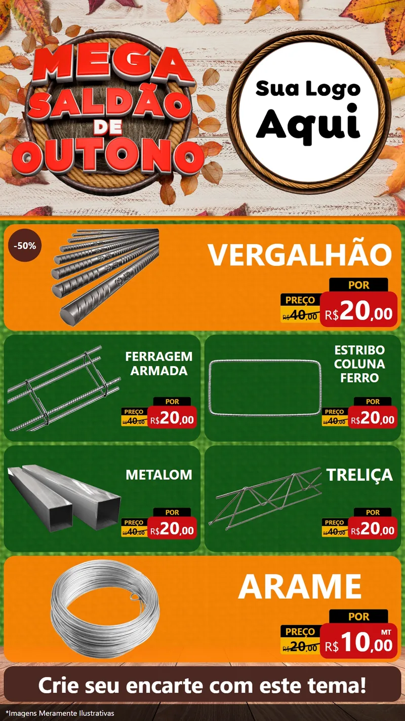 Modelo de TV para TV Vertical com o tema Mega Saldão de Outono para Ferragens