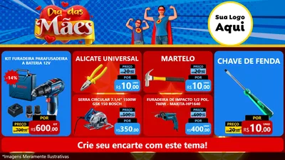 Modelo de TV para TV Horizontal com o tema Dia das Mães para Maquinas e Ferramentas