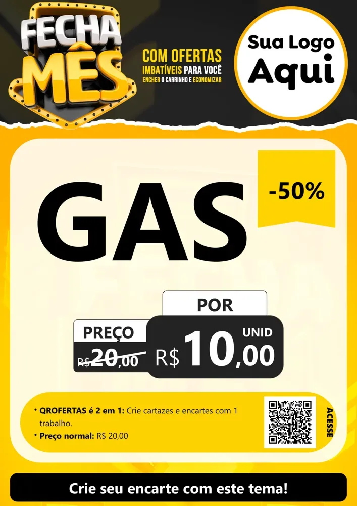 Modelo de Cartaz para Cartaz A4 Vertical com o tema Fecha Mês para Água e gás