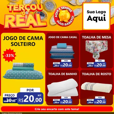 Modelo de Rede Social para Feed Facebook com o tema Terçou do Real para Cama, Mesa e Banho