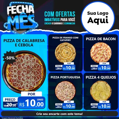 Modelo de Rede Social para Feed Facebook com o tema Fecha Mês para Pizzaria
