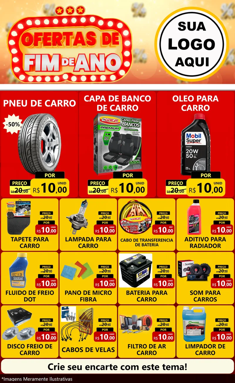 Modelo de Encarte para Encarte Grande com o tema Ofertas de Fim de Ano para Auto peças
