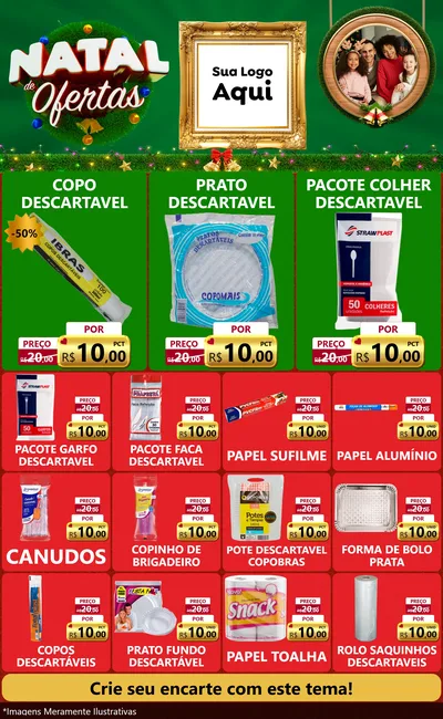Modelo de Encarte para Encarte Grande com o tema Natal de Ofertas para Embalagens