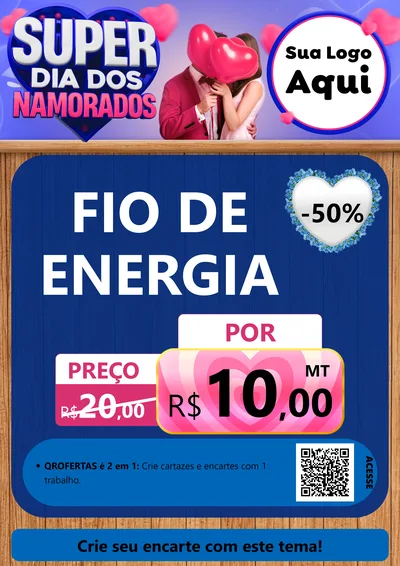 Modelo de Cartaz para Cartaz A4 Vertical com o tema Super Dia dos Namorados para Materiais Elétricos