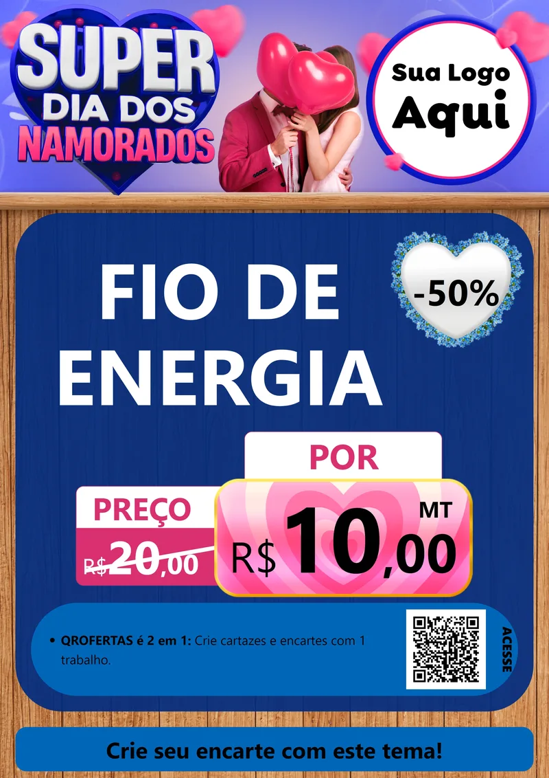 Modelo de Cartaz para Cartaz A4 Vertical com o tema Super Dia dos Namorados para Materiais Elétricos