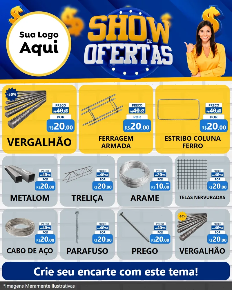 Modelo de Rede Social para Feed Instagram com o tema Show de Ofertas para Ferragens