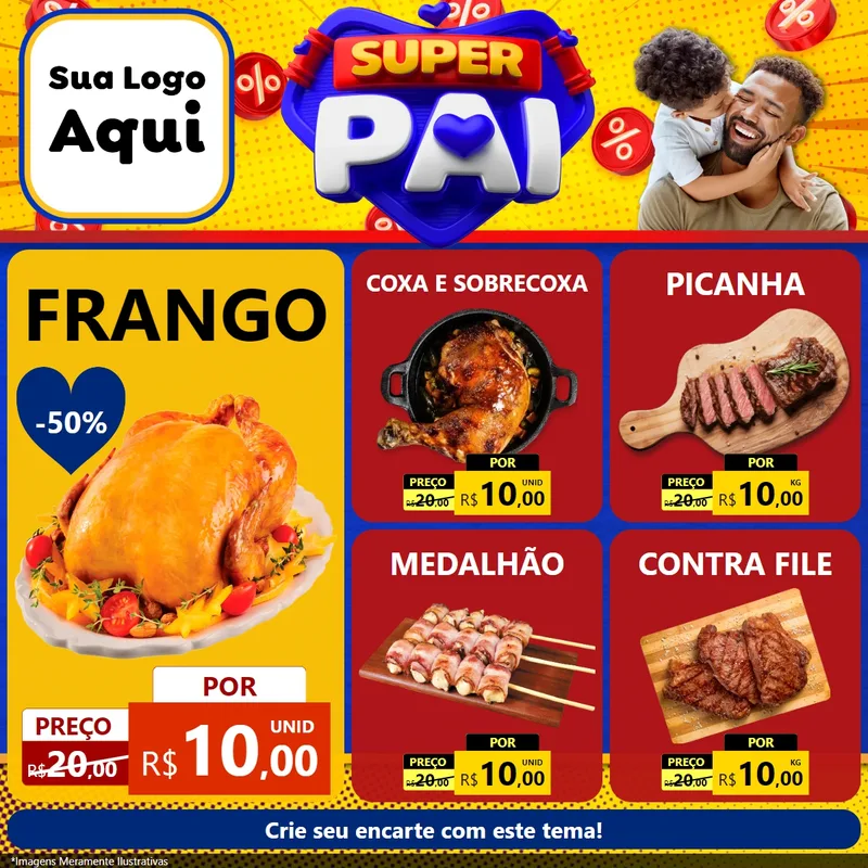 Modelo de Rede Social para Feed Facebook com o tema Super Pai para Assados