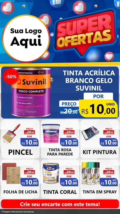 Modelo de Rede Social para Stories com o tema Super Ofertas para Tintas e Ferramentas