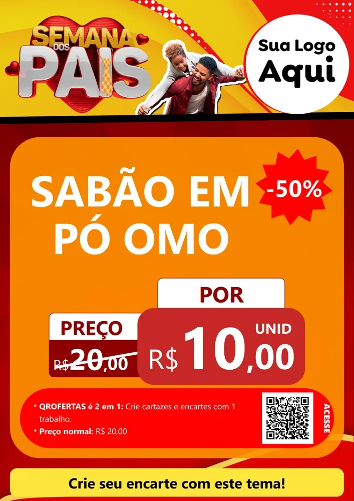 Modelo de Cartaz para Cartaz A4 Vertical com o tema Semana Dos Pais para Produtos de Limpeza