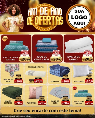 Modelo de Rede Social para Feed Instagram com o tema Fim de Ano de Ofertas para Cama, Mesa e Banho