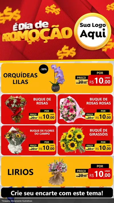 Modelo de TV para TV Vertical com o tema É Dia De Promoção para Floricultura e jardim