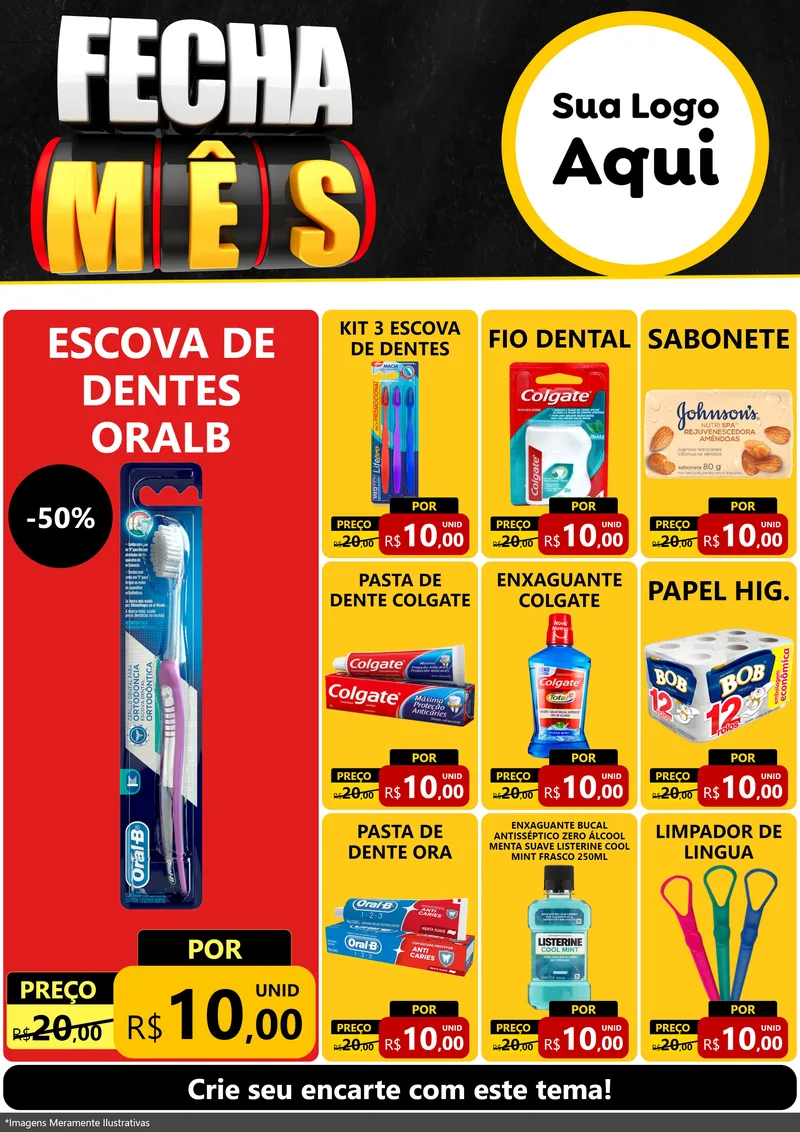 Modelo de Encarte para Encarte A4 Vertical com o tema Fecha Mês para Higiene Pessoal